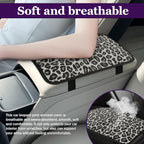 Leopard Cheetah Print African Animal Hunting Auto Center Console Armrest Pad, Car Center Console Cover, Auto Accessories Soft Comfort Armrest Cover Cushion Mat Fit for Most Cars (Black&White)
