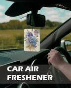 Vintage Purple Floral Cologne Car Air Freshener 4 Pcs, Rustic Hydrangea Violet Campanula Hanging Air Freshener for Cars Bathroom Dorm Books Decor, Cute Flower Accessories Gifts for Women Girls