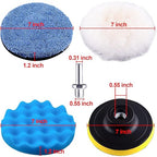 SIQUK 13 Pieces Buffing Pads 7 Inch Car Polishing Pad Kit Foam Wax Polisher Pads Car Buffer Attachment for Drill