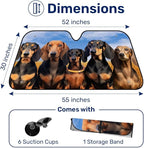GENANY Cute Dachshund Dog Group Funny Windshield Sun Shade for Car SUV Truck (55x30 Inches), Sun Shade for Front Windows, Protector Blocks UV, Spring Car Decor