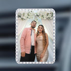 Custom Pictures Car Air Vent Clips, Personalized Rhinestone Photo Frame Air Fresheners Vent Clips, Car Decoration for Pet (Rhinestone-Bordered Rectangle)