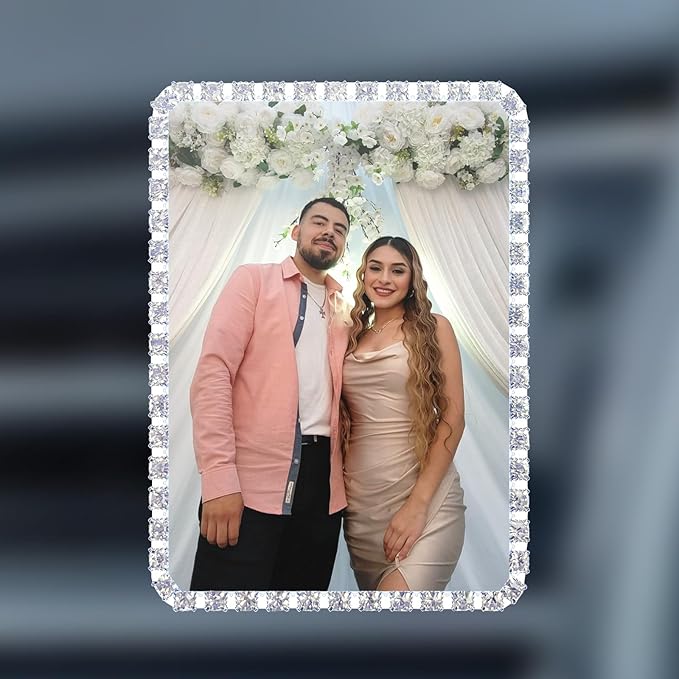 Custom Pictures Car Air Vent Clips, Personalized Rhinestone Photo Frame Air Fresheners Vent Clips, Car Decoration for Pet (Rhinestone-Bordered Rectangle)