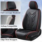 Coverado Front Car Seat Covers, 2Pcs Leather Seat Covers for Cars, Car Seat Protector Front Seats Only Auto Car Accessories Fit for Most Sedans SUV Pick-up Truck(Black&Red)