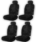 Sheepskin Seat Covers Fuzzy Car Seat Covers Black Australian Merino Wool Fluffy Fur Auto Accessories All Season Protection For Your Seats Universal Fits Most Car Suv Airbag Compatible 4- Pack