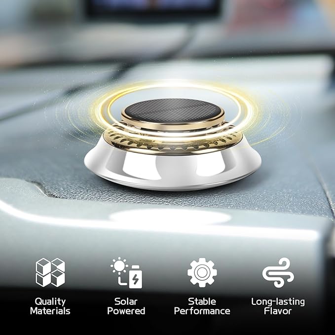 Wuyaoyao Car Air Freshener, Rotating Solar Energy Car Fragrance Diffuser, Long Lasting Automotive Scents Air Freshener Diffuser, Mini Aromatherapy Air Purifier for Most Vehicles(White, Cologne)