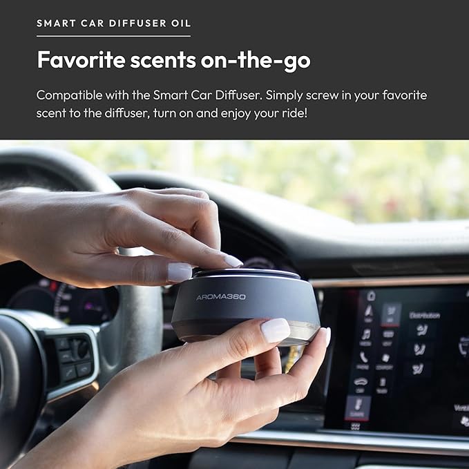 Aroma360 - Smart Car Diffuser Oil - Escapade - Premium Car Air Freshener Cartridge - Lemon, Ocean, Bergamot & Fragrant Jasmine - Essential Oils - Vegan - Aromatherapy - Cars, Trucks, SUVs, RVs & More