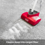 Ewbank Cascade Manual Non-Electric Lightweight Compact Carpet Cleaner Shampoo Dispensing Roller Tall Scrubber Brush, with 17 oz. Shampoo, 85 oz, Red