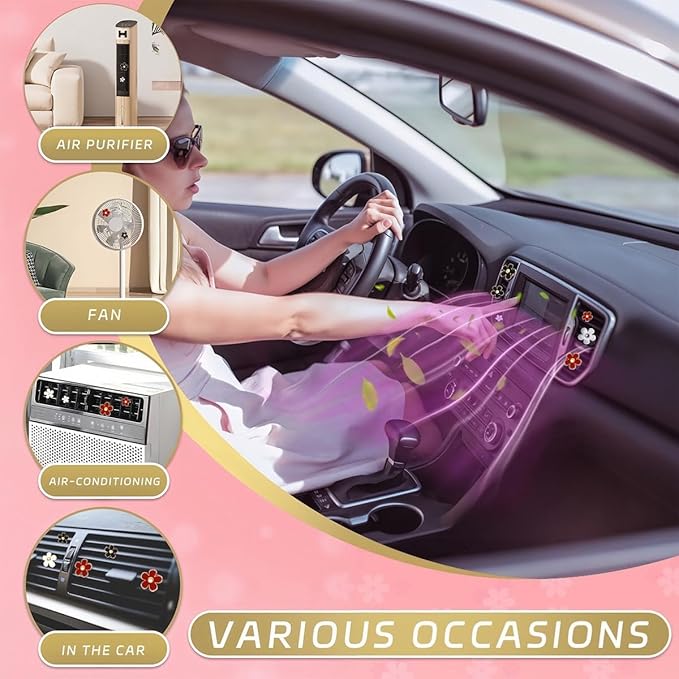 6 Pack Colorful Daisy Flower Car Air Vent Clips Car Air Outlet Freshener Clip for Car Interior Decoration Accessories (Black, White, Red)