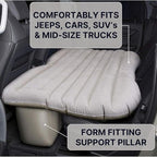 Pittman Outdoors Backseat Bed Air Mattress – 55” Rear Seat Air Mattress for Mid Size Trucks, Vans & Large SUV – Includes Pump, Pillow & Storage Bag – Inflatable Back Seat Air Mattress – DarkTan