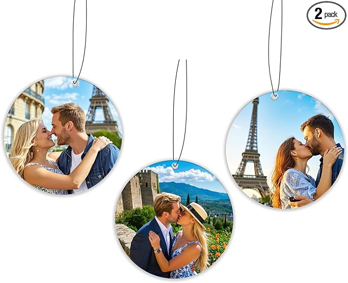 2 PCS Custom Air Fresheners with Picture,Personalized Double Sided Photo Air Freshener for Car with Scents Freshener, Customized Face Air Freshener Car Wardrobe Bathroom Hanging Ornaments