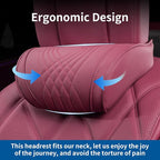 Car Headrest Memory Foam Neck Pillow for Driving with Leather Cover Soft Comfortable Seat Head Pillow Cushion for Most Cars SUV Sedan Home Office Red (1PC)