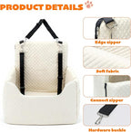 Dog Car Seat for Small/Medium Dogs Under 35lbs, Soft Booster Car Seat with Detachable Washable Cover and Cushion, Memory Foam Pet Car Seat with Safety Belt and Storage Pockets, Puppy Dog Car Bed