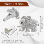2PCS Elephant-Shaped Car Vent Clip with Rhinestone, Car Vent Accessories, Elephant Design Auto Air Freshener Diffuser, Rhinestone Air Conditioner Outlet Clip for Women Girls (Silver, Elephant)