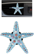 Starfish Car Decor,Cute Beach Car Vent Clip,Colorful Rhinestones Starfish Car Air Freshener,Ocean Themed Accessories for Women Teens,Refillable Diffuser (Blue Starfish)