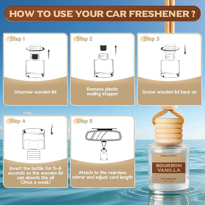 Car Air Freshener Diffuser Hanging, Bourbon Vanilla Fragrance Oil