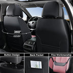 Coverado Universal Seat Covers Front, 2-Pack Universal Seat Covers for Cars, Waterproof Nappa Leather Car Seat Covers with Head Pillow, Auto Protectors Fit for Most Sedans Pick-up Truck-Black&Pink