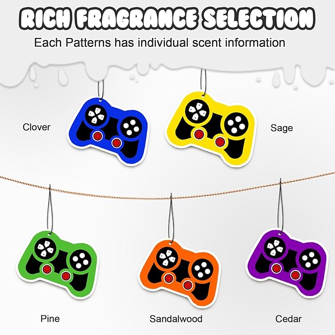 Game Console Car Air Fresheners,5-Pack Cedar Scents Cute Car Accessories,Funny Hanging Ornament Decor for Rearview Mirror,Long-Lasting Fresh Gifts for Women,Girls,Boys