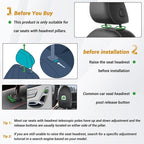 Car Headrest Pillow,Thickened Memory Foam Road Pal Headrest,Neck Support Pillow,180° Adjustable Car Headrest,Travel Car Sleeping,Suitable for Kids and Adults