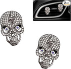 Skull Car Decor 2pcs Bling Skull Car Air Fresheners Vent Clips Black Silver Lightning Skeleton Goth Accessories for Teens Horror Refillable Essential Oil Diffusers