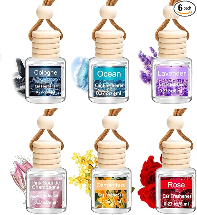 6 Pack Air Freshener Diffuser, Hanging Air Fragrance Essential Oil Diffuser, Car Scents Accessories Cute Car Interior Decor,Car Air Fresheners for Women & Men Gift Cologne Aromatherapy Oil