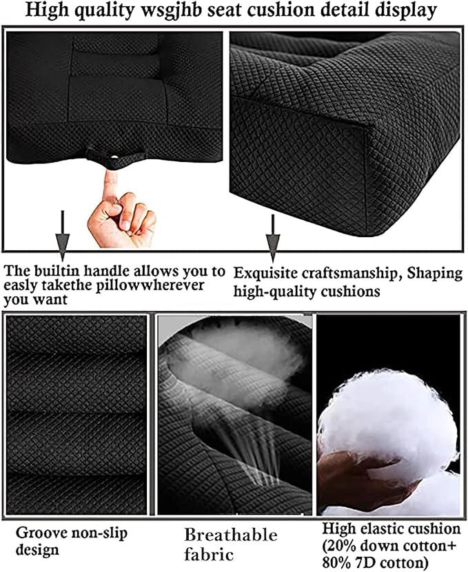 WSGJHB Car Booster Seat Cushion Posture Cushion Portable Breathable Mesh, Effectively Increase The Field of View Ideal for Office, Home, Angle Lift Seat Cushions,Black