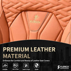 FLORICH Car Seat Covers Full Set Orange Seat Cover Front Seats and Back Leather Seat Covers for Cars Waterproof Car Seat Cushion Universal Car Seat Protector Fit for Most Cars Trucks SUVs