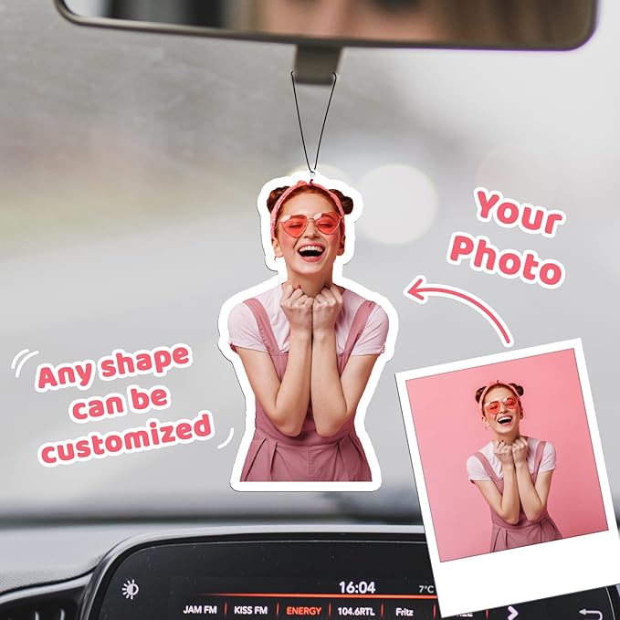 Custom Air Fresheners with Picture - Personalized Double Sided Photo Text Air Freshener for Car Wardrobe Bathroom Hanging Ornaments(1pcs)