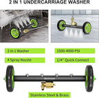 Undercarriage Pressure Washer Attachment 16 Inch Power Washer Water Broom with 4 Nozzles Dual-Function Pressure Washer Undercarriage Cleaner With 3 Pieces Extension Wand 4000 PSI