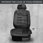 CAR PASS Leather 3D Foam Back Support Car Seat Covers Full Set Air Mesh Automotive Seat Covers, All Season Car Seat Cover Fit Automotive,SUV,Sedan,Van, Airbag Compatible Elegance (Black Charcoal Gray)
