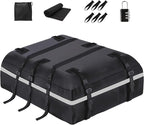 Car Rooftop Cargo Carrier Bag, 20 Cubic Feet 100% Waterproof Heavy Duty PVC Car Roof Bag for All Vehicle with/Without Racks -Anti-Slip Mat, 8 Reinforced Straps, 6 Door Hooks, Luggage Locks (Black)