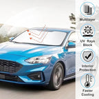 Windshield Sun Shade Custom Fit for 2012-2018 Ford Focus Hatchback Accessories Foldable Sunshade Sun Blocker Protect Car from Sun Rays & Heat Damage Keep Car Cooler