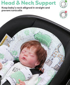 Infant Car Seat Insert, Enlarged Head Support For Baby Carseat, Reversible Newborn Insert With 3 Strap Covers, 2-in-1 Baby Car Seat Cushion for Stroller, Swing, Bouncer, Rocker - Blue Giraffe