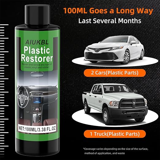 Graphene Plastic Restorer & Ceramic Coating Kit - Ultimate Car Detailing Solution - Resists Water, UV Rays, Dirt - Highly Concentrated Hydrophobic Trim Coating (2Pack)