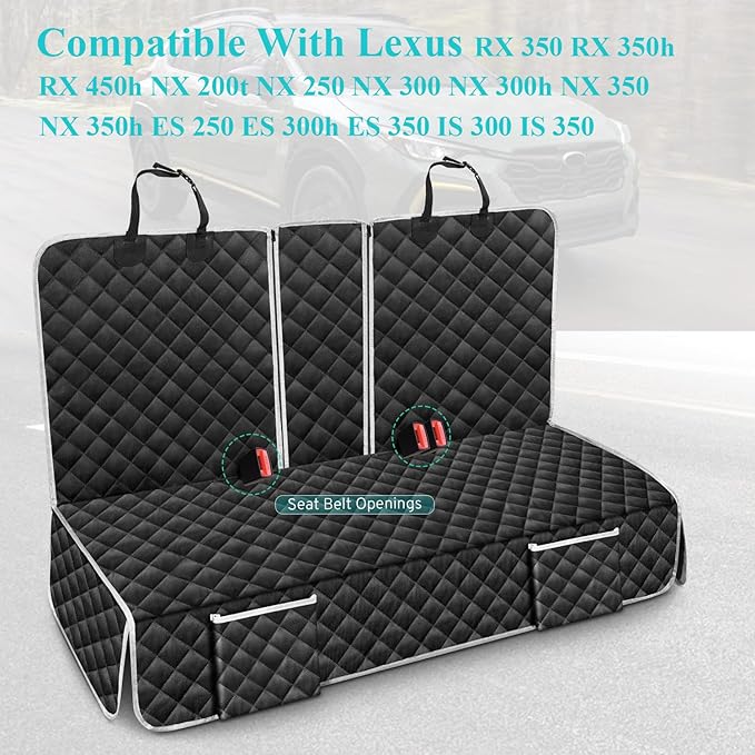 Dog Car Seat Cover Compatible with Lexus NX RX ES is 250 350 350h 450h 500h 300h 200t Back Seat Accessories, Waterproof Pet Bench Backseat Covers with Non-Slip Backing - 2026 New