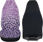 Gradient Purple Leopard Print Car Seat Cover, Design Car Seat Covers Protector, Set of 2 for Front Seats