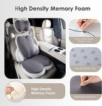 FLORICH 3 PCS Seat Cushion for Carseat Lumbar Support Pillow Car Neck Headrest Pillows Ultrathick Memory Foam Seat Pads Pressure Relief Back Cushion for Office Chair(Beige Grey)