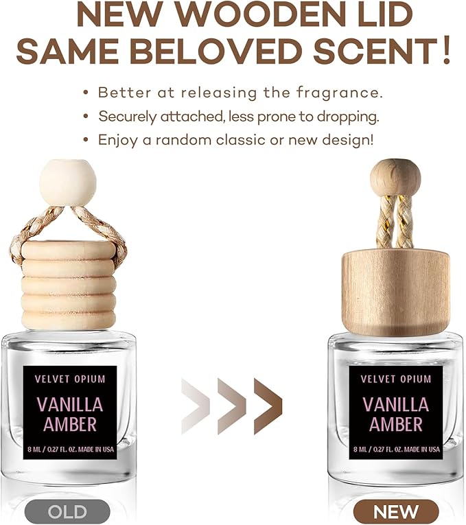 C Classy Car Air Freshener Hanging 2 Pack, Vanilla Amber Essential Oil Diffuser for Cars, Long-Lasting Fragrance, Cute Car Accessories, C ar Air Fresheners for Women & Men Gift, Made in USA