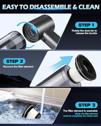 Handheld Car Vacuum Cleaner, 15000PA Car Vacuum Cleaner and Air Duster, High Power Handheld Vacuum Cordless Rechargeable with Multi-Nozzles, Portable Mini Vacuum for Cars Home Office (Black)