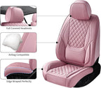 Car Seat Covers Full Set Pink, Luxury Faux Leather Car Seat Covers Waterproof Non-Slip Seat Protector Universal Fit for Most Cars SUVs Trucks Pick-ups, Cute Pink Car Accessories for Women