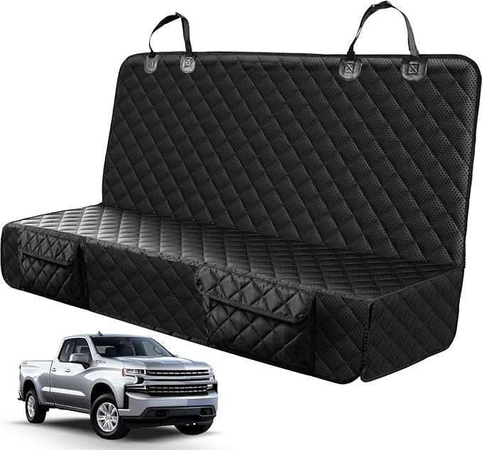 PETICON Dog Car Seat Covers for Truck Ford f150/Ram1500/GMC Canyon/Silverado, Waterproof Pet Back Seat Cover for Trucks, Scratchproof Nonslip Durable Rear Seat Cover for Dogs