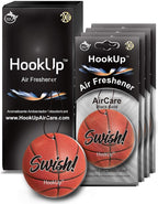 Basketball Car Air Freshener by HookUp - 4 Pack - Black Gold Scent (Extra Strong) | Unique Basketball Gift for Players, Coach, Fans | Hanging Car Accessory with Long Lasting Fresheners Smell