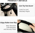 Car Headrest Pillow & Steering Wheel Cover Set with Cute Big-Eyed Furball Travel Neck Support Pillow Fur Car Interior Accessory (Black 5Pcs Set)