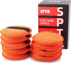SPTA Microfiber Applicator Pads, 9Pcs 5 inch Car Wax Applicator Hand Polishing Microfiber Foam Pads Set with Grip of Elastic Band, Microfiber Buffing Cleaning Pads for Car Polish Applying Wax