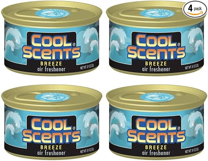 California Cool Scents Air Freshener Long-Lasting Odor Eliminator for Car, Home, Office, Truck, Van, 4 Pack (4 Pack, Breeze Scent)