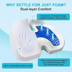 Car Seat Cushion for Long Sitting - X Large Premium Gel & Memory Foam Office Chair Cushion for Back,Sciatica,Coccyx,Tailbone Pain Relief, Driver Pillow for Auto, Gaming,Desk, Wheelchair,Truck (Black)
