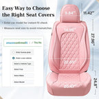 Coverado Front Seat Covers, Luxury Faux Leather Breathable Waterproof Protectors, Universal Fit for Cars, SUVs, Trucks, Durable Car Seat Protectors, Waterproof Car Cushions – Pink