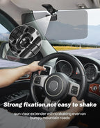 JOYTUTUS Sun Visor for SUV, 2 Pack Polarized Sun Visor Extender for Truck, Universal UV400 Car Visor Extension Anti-Glare Easy to Install, Protect from Glare/UV Ray/Stray Light