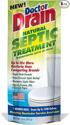 Monthly Natural Septic Tank Treatment - One Flush Septic Enzyme Treatment Packets, Eliminates Odors Effectively, Prevents Septic Backup, Safe for All Pipes (Packet of 6)