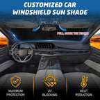 Car Windshield Sun Shade, Reflective Windshield Sunshade with Storage Pouch for UV Rays & Heat Protection, Foldable Sun Blocker Fits Sedan, SUV & Hatchback