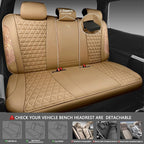 CAR PASS Bling Diamond Beige Leather Car Seat Covers Full Sets Interior Set, Waterproof Shining Glitter Sparkly Crystal Universal Armrest Fit for Automotive Truck SUV Cute Women Girl, Beige Rhinestone